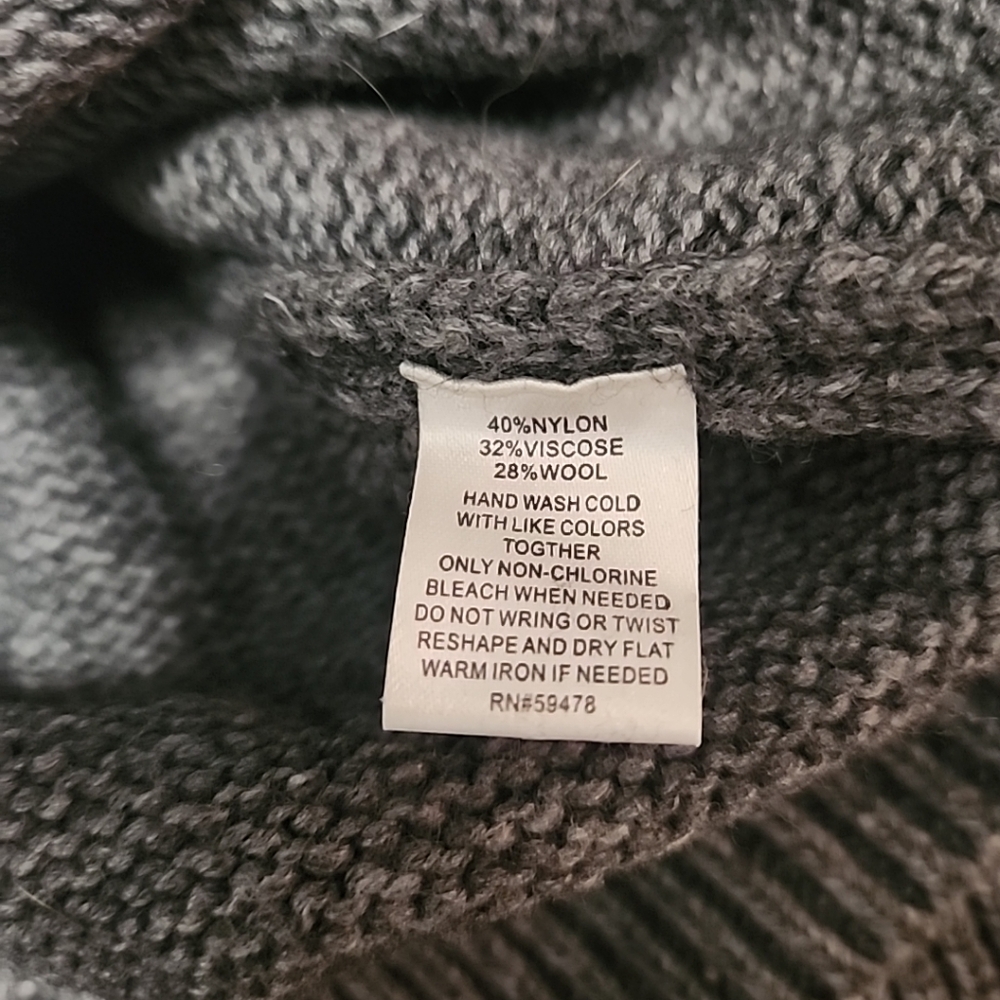 Garret Scott Nordic Fair Isle Sweater Wool Blend Knit 1/4 Zip Gray Blue Medium - Picture 9 of 11